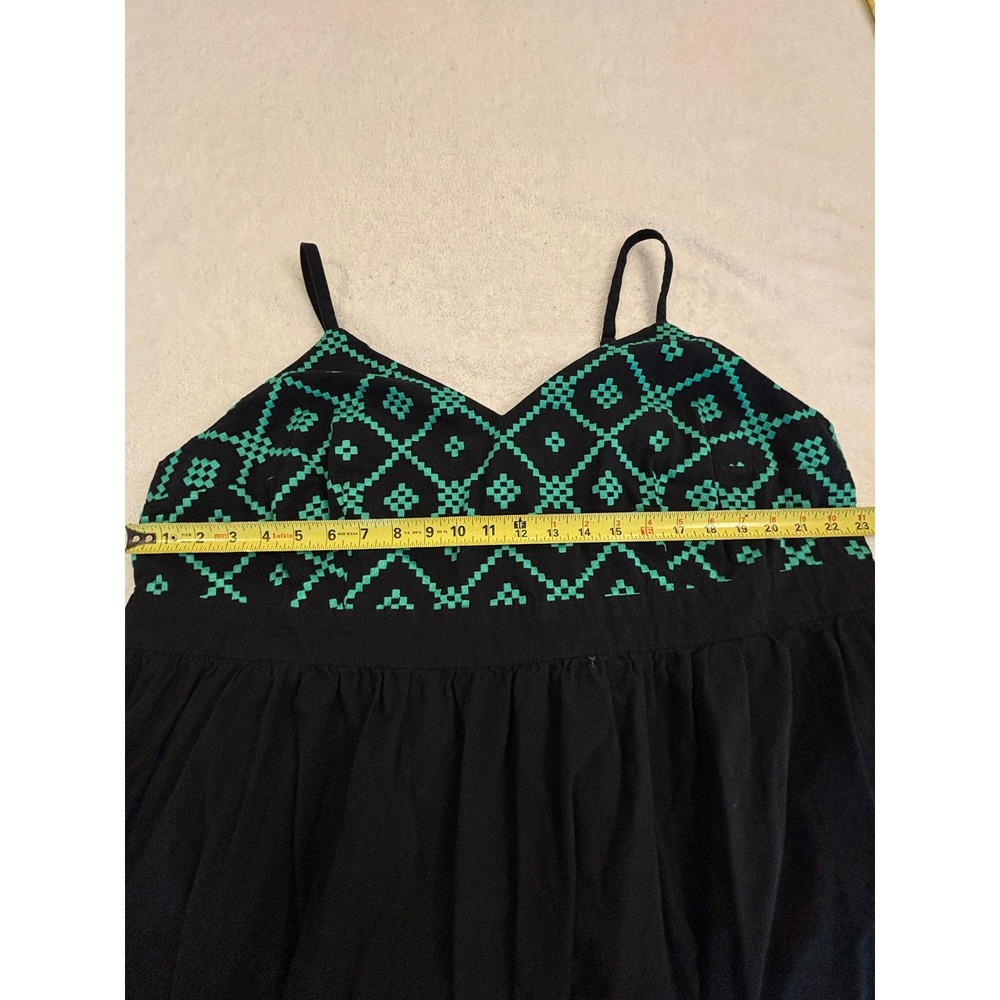 Ava & Viv Black Green Embroidered Tiered Midi Dress Plus Size 3X Boho Smocked - Picture 4 of 5